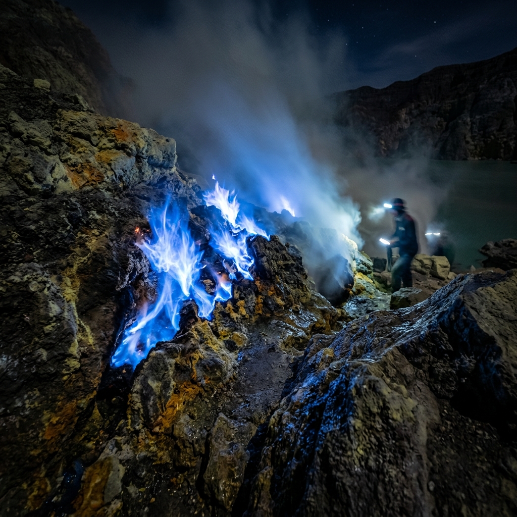 Pemandangan: Kawah Ijen Midnight (Blue Fire)